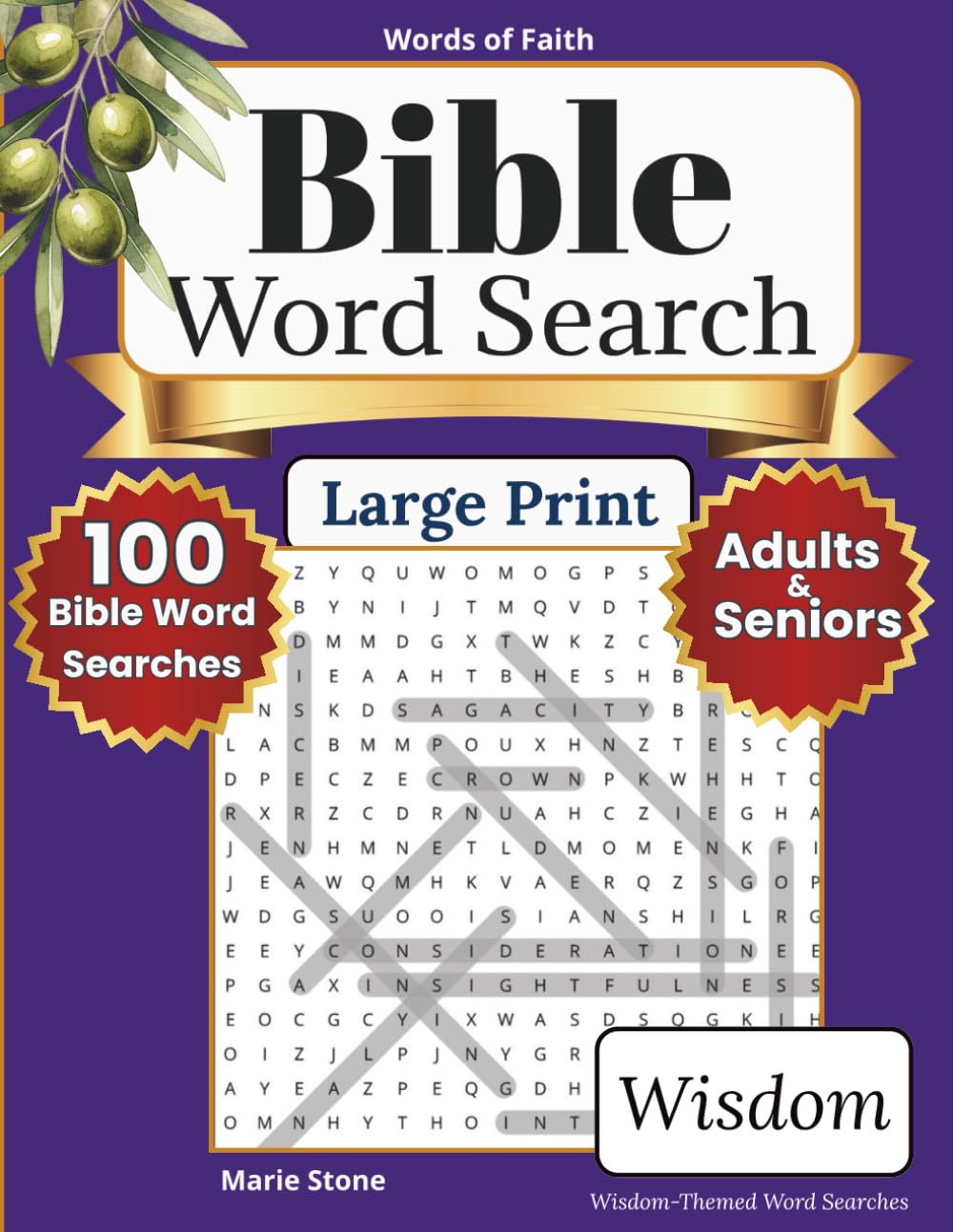 Words of Faith Bible Word Search — Wisdom: 100 Large Print Bible Word Search Puzzles for Adults | Christian Scripture Activity Book