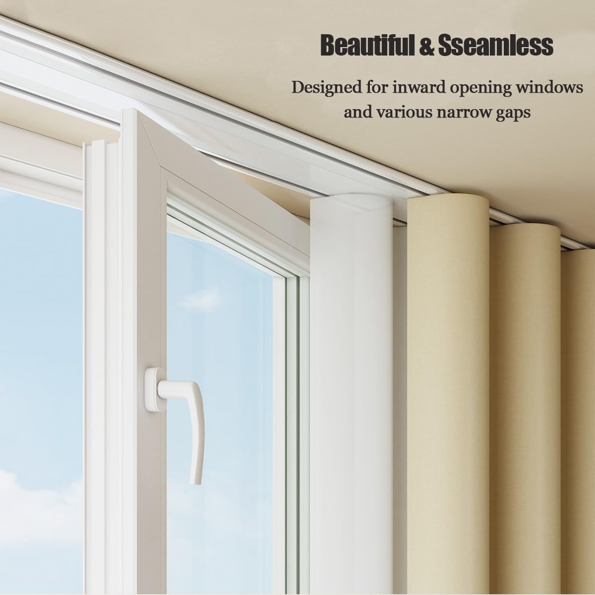 Barre de douche incurvée à double rail ultra fine pour séparateur de pièce – Blanc 900 cm (6 x 150 cm) – Parfait pour salles de bains et espaces