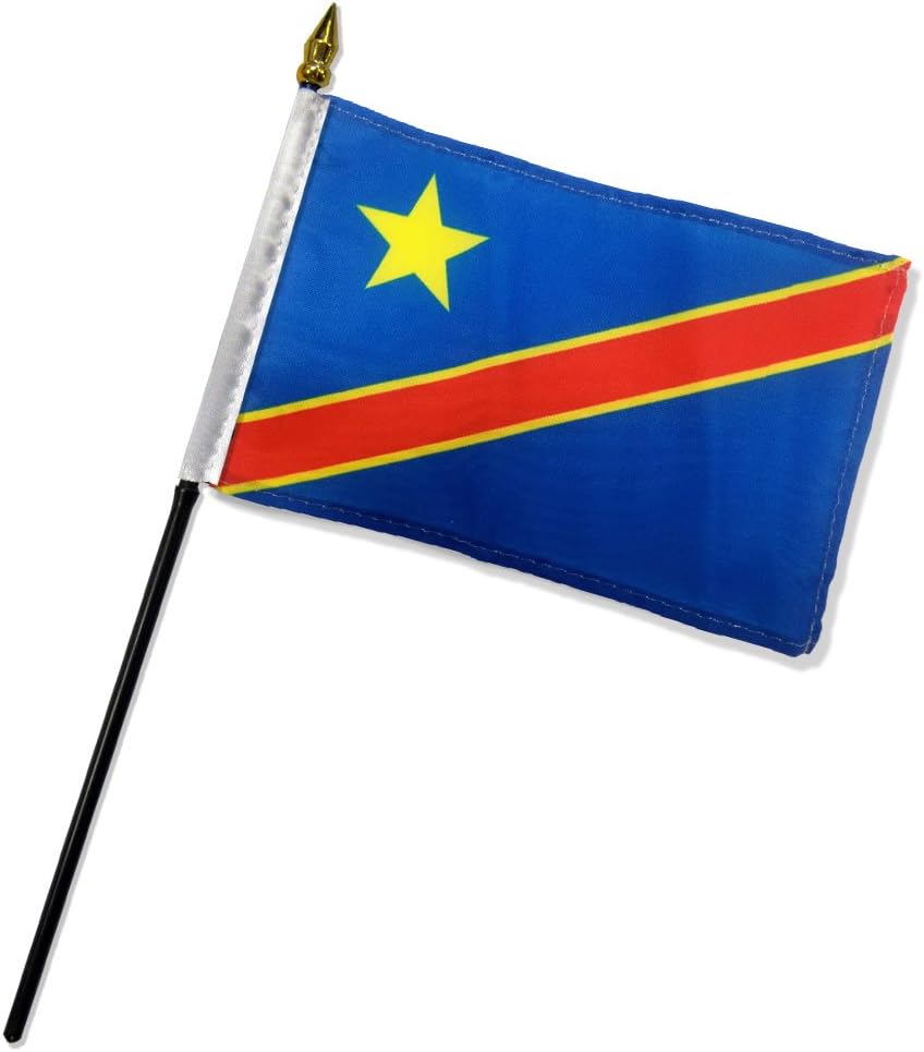 Quality Standard Flags One Dozen Congo Democratic Republic Stick Flag, 4 by 6"