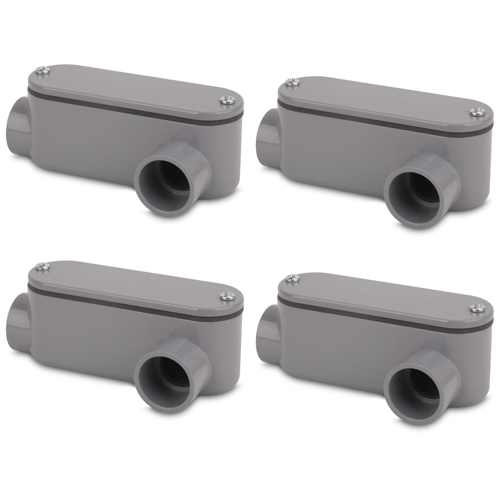 4Pack 3/4 Inch Rigid PVC Conduit Body Type LB, Slip x Slip PVC Conduit Bodies LB Type with Cover and Gasket, Gray — Amazon image 21