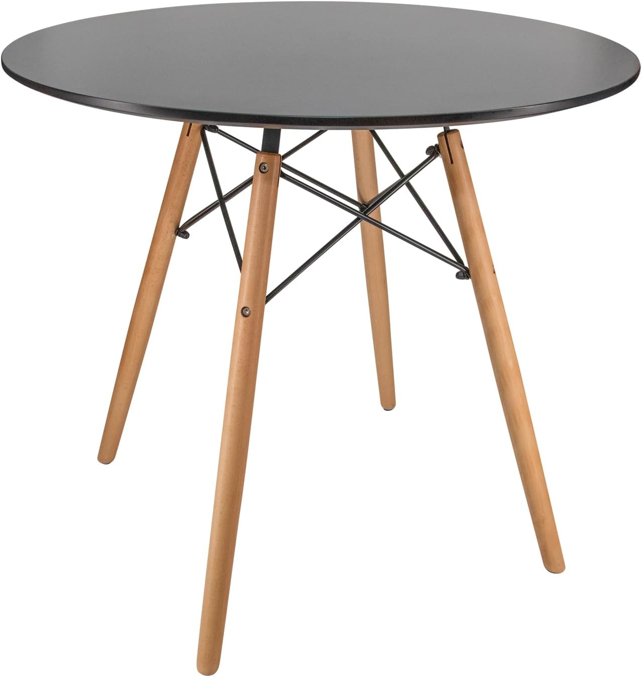 HomeStock Round Bistro Table - Wood Top Dining Table with Eiffel Base - Rustic Home Furniture