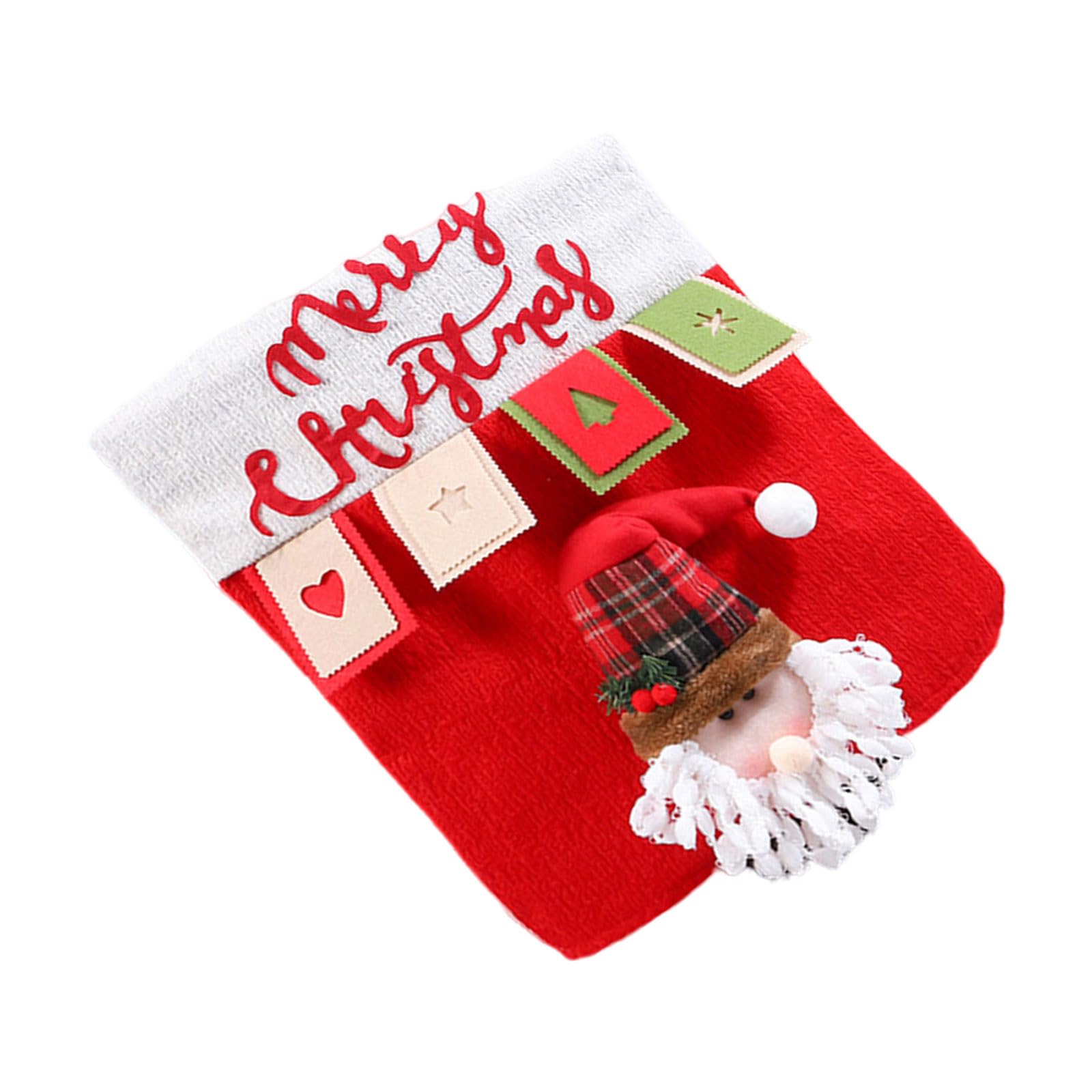 Tsophreniq Decorative Santa Chair Back Cover Flannel Slipcovers Christmas Chair Cover for Christmas Flannel Fabric Protectors Santa Slipcovers