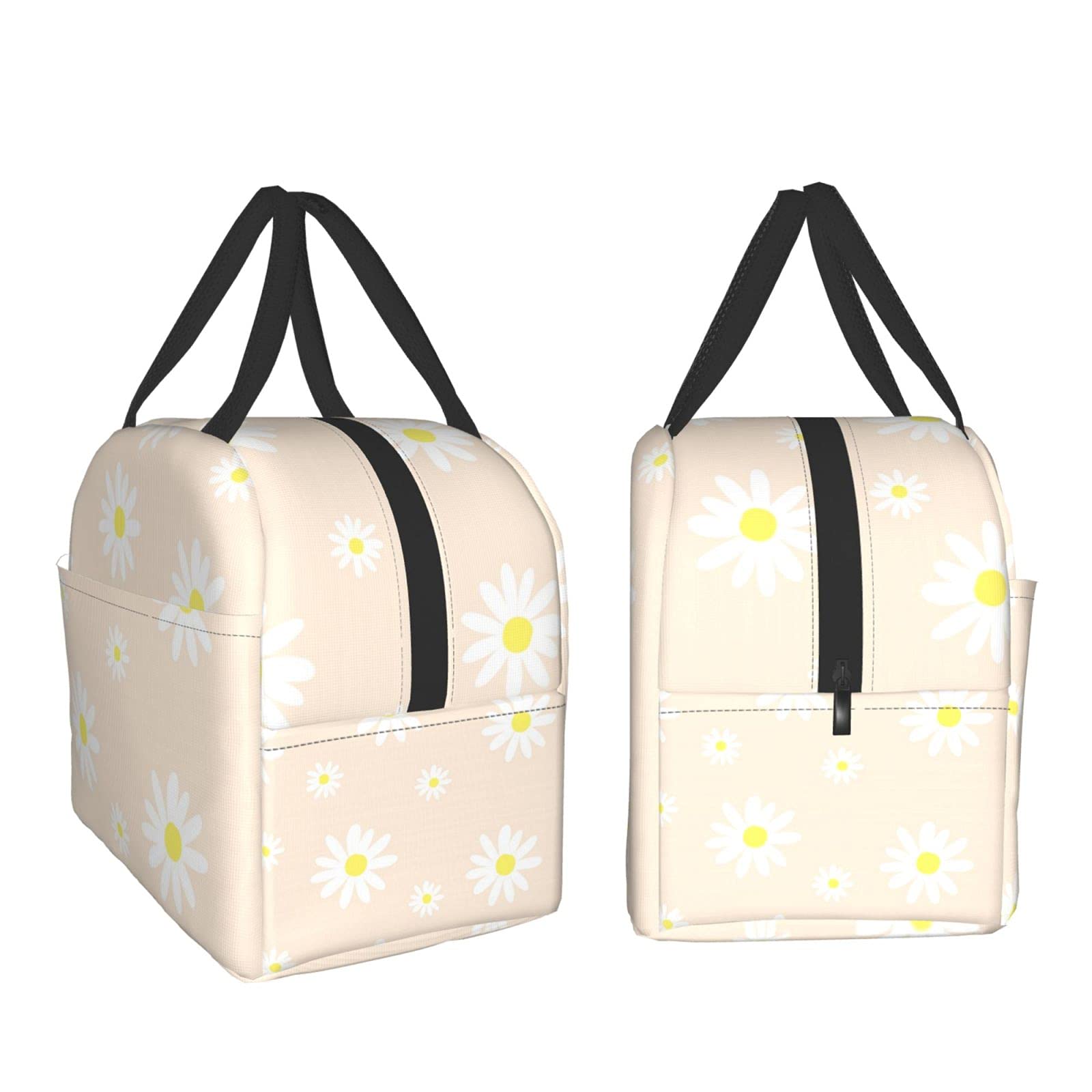 Borsa Termica Pranzo Margherita Fiore Giallo - Portatile, Isotermica Per Ufficio E Picnic, Morbida E Leggera Con Tasca