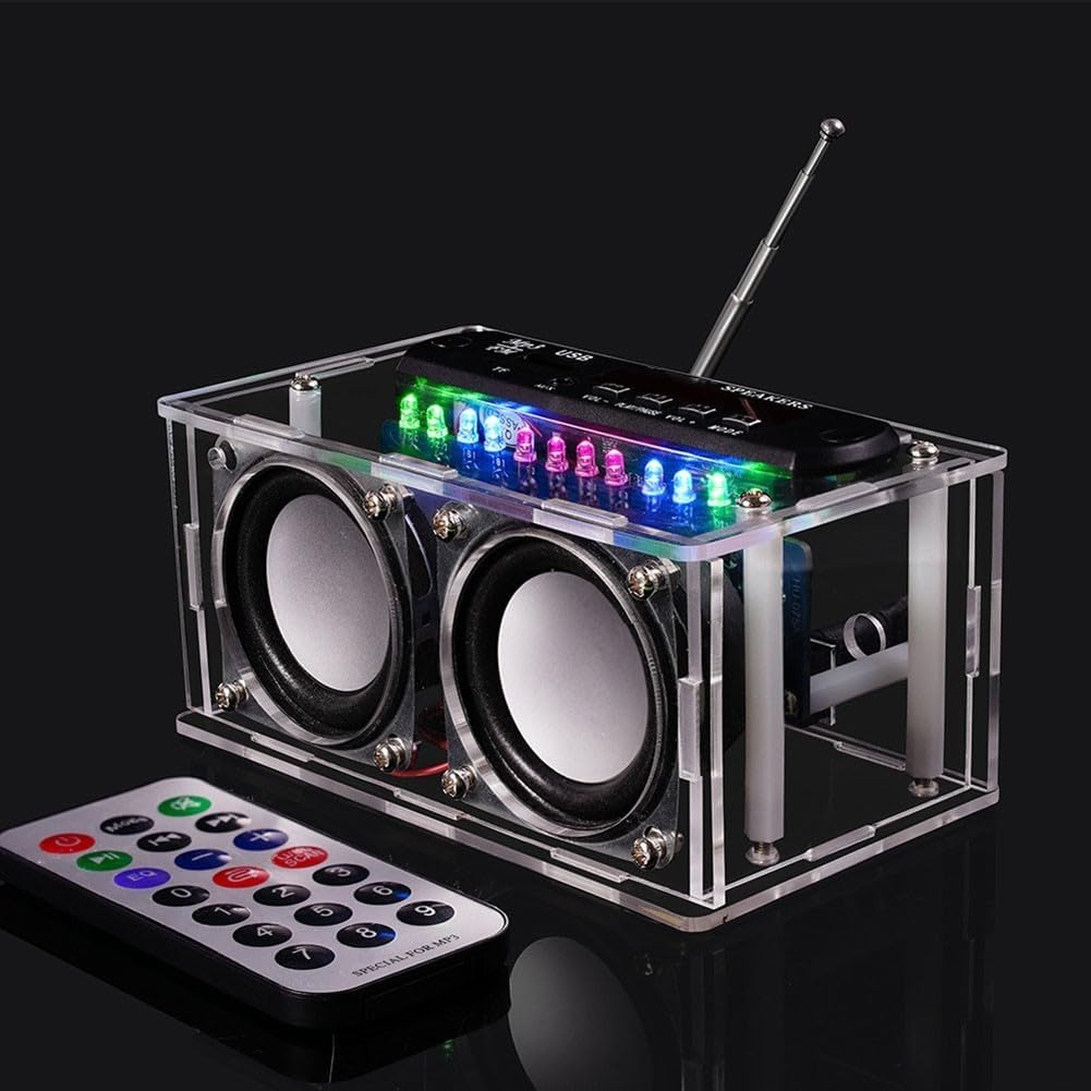 Kits de radio FM, kit de práctica de soldadura con altavoz electrónico de radio FM con indicador LED y control remoto para principiantes, adultos y niños