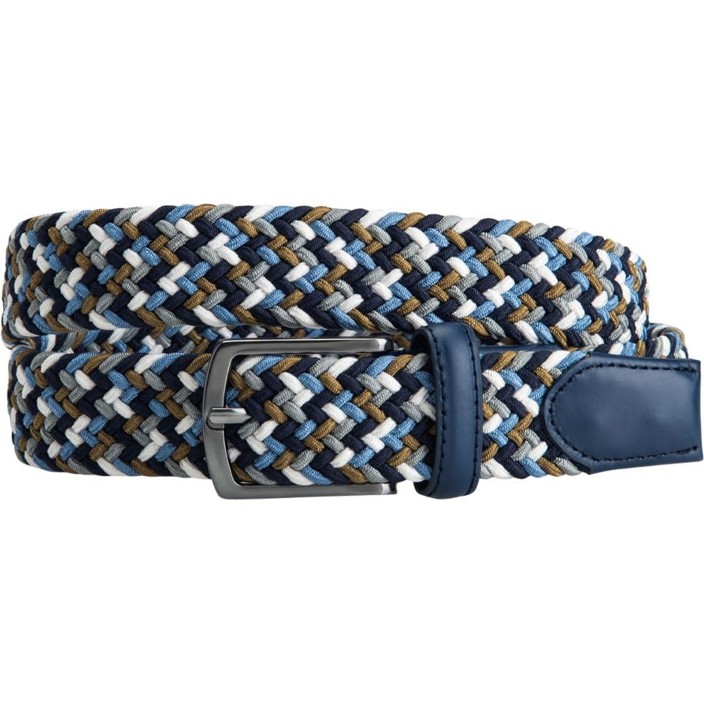 Greg Norman Herren Golfgürtel, geflochten, Stretch, Blau/Weiß, Größe 36, Blau/Weiß, 36