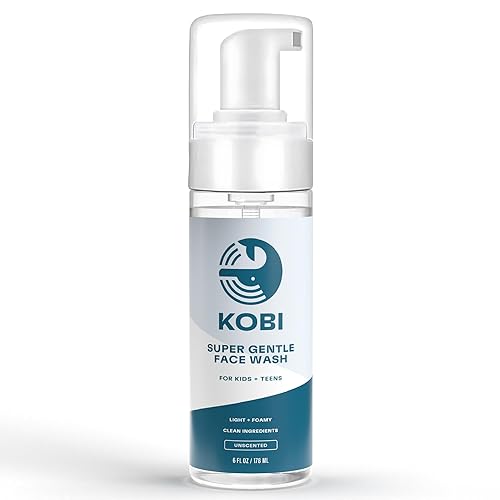 Kobi Jabón facial suave para adolescentes, niños, niñas, fórmula transparente, sin colorantes, limpiador facial de espuma natural para pieles