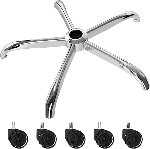 Frassie Silla de oficina de 28 pulgadas de repuesto de base de metal resistente, 2500 libras, parte base de silla de computadora con 5 ruedas