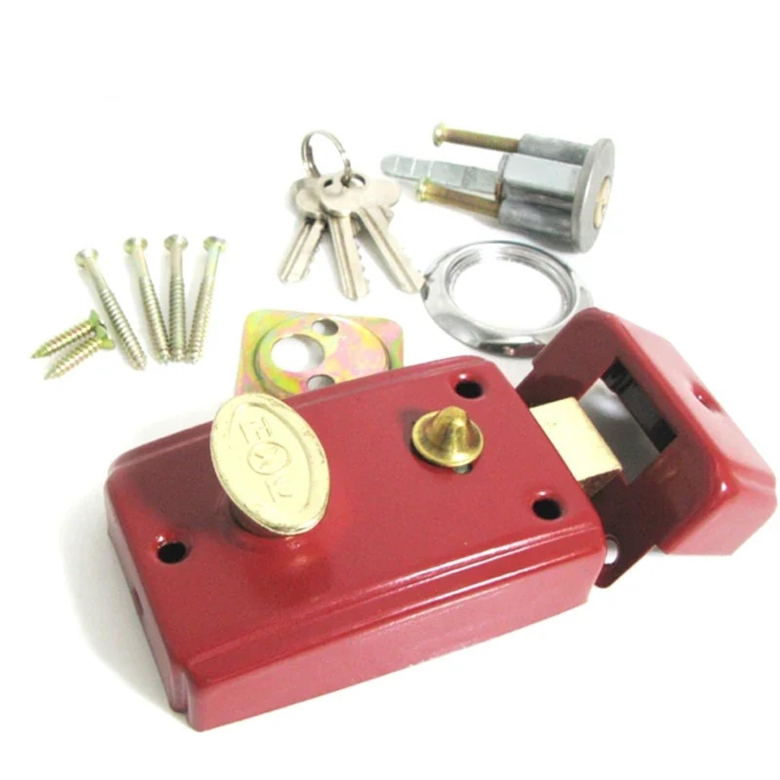 Serrure de porte vintage rouge MMS429 quincaillerie rétro à clés identiques pour rénovation
