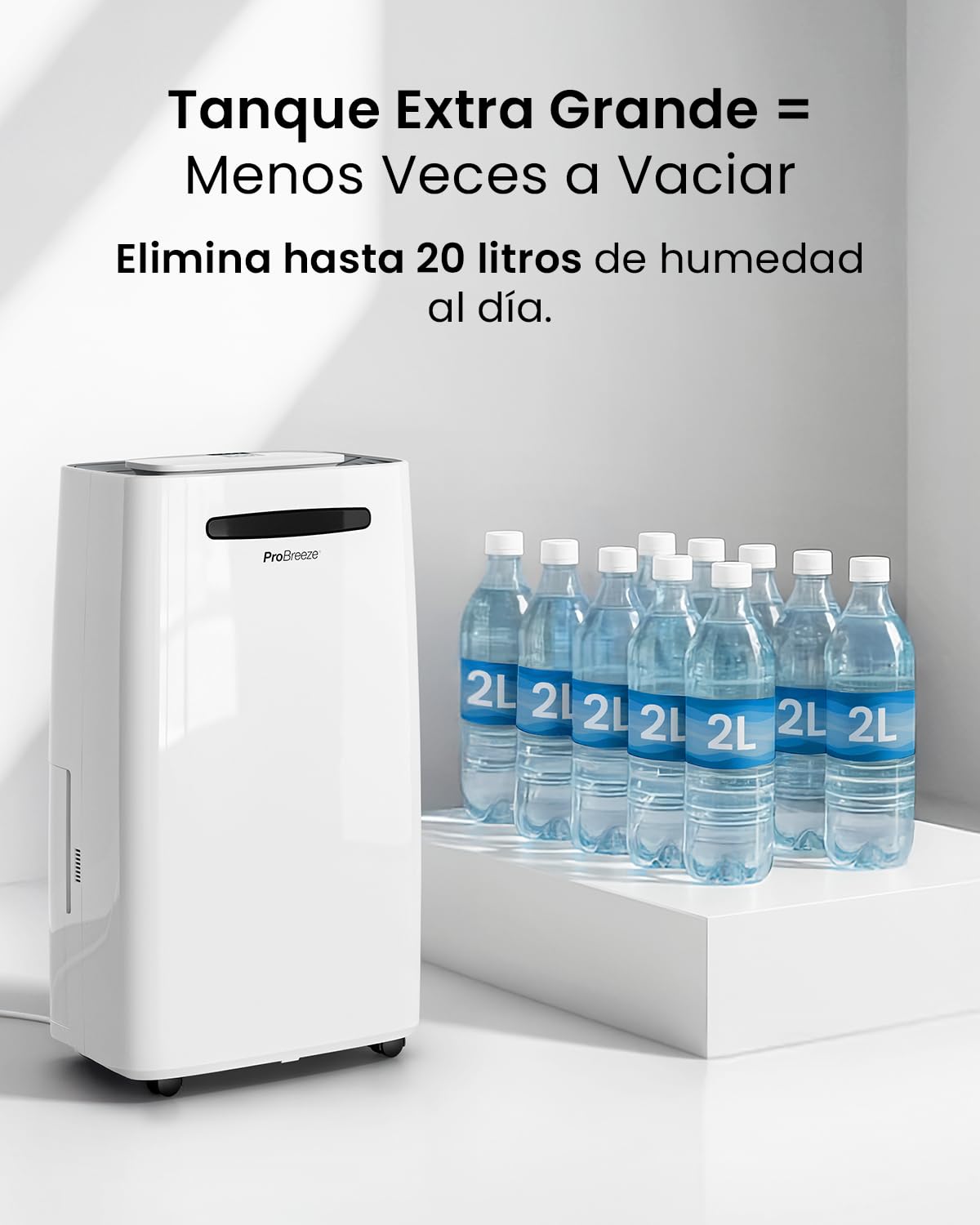 Pro Breeze deshumidificador inteligente 20L/día con Wi-Fi, sensor de humedad, modo ropa y drenaje continuo para condensación y moho en casa
