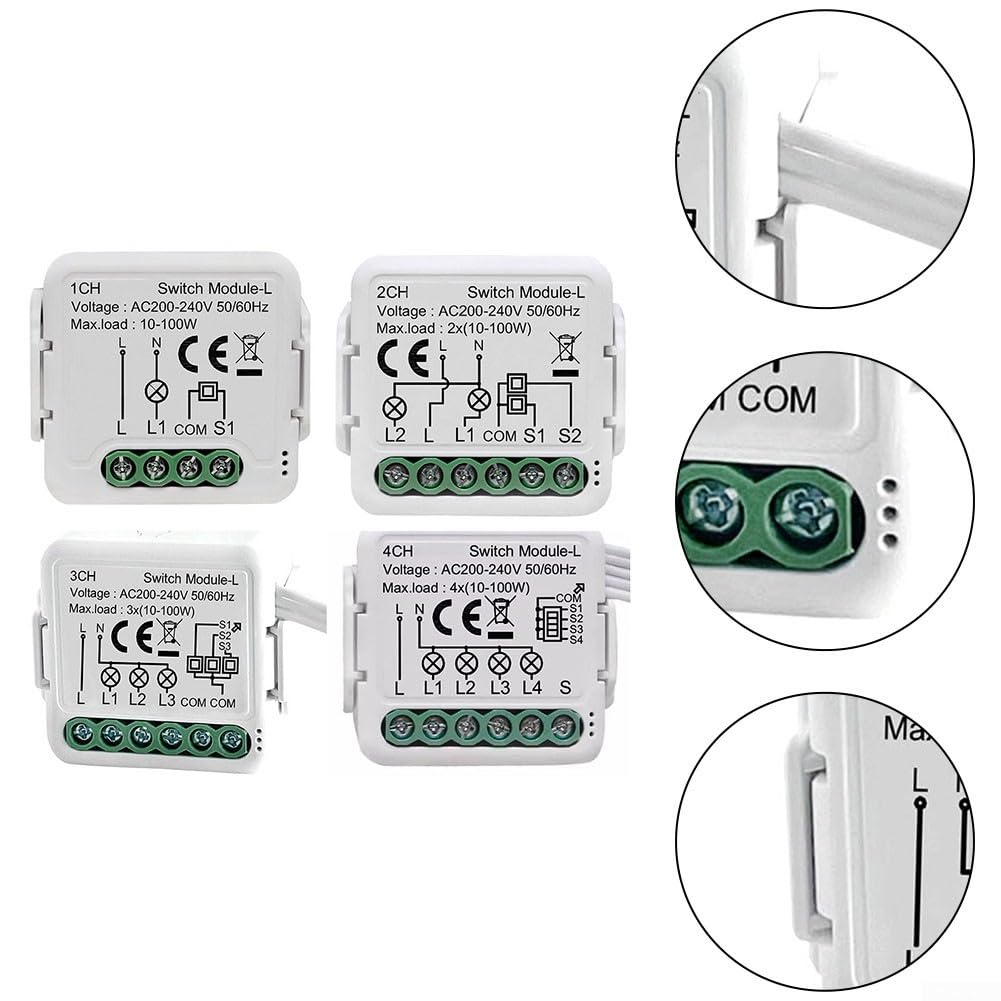 Módulo de relé de interruptor inteligente WiFi, interruptores de luz inteligentes, electrodomésticos, interruptores de luz de bricolaje con control de voz para aplicación (D)