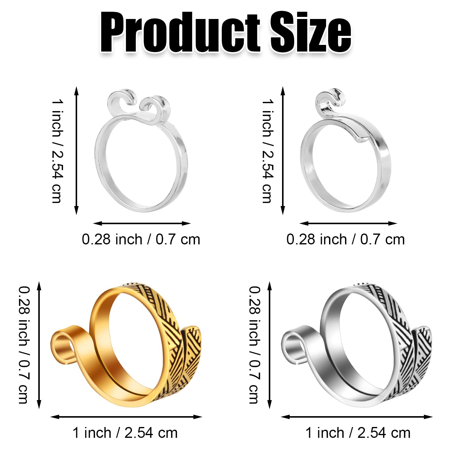 8pcs Adjustable Crochet Rings, Knitting Crochet Loop Rings Open Yarn Tension Ring Yarn Guide Finger Holder Brass & Silver Knitting Thimble Ring for Crocheters Crocheting Figures(4 Styles)