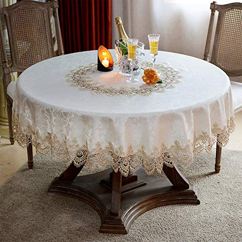 Artable Round Tablecloth Lace Rustic Macrame Embroidered Table Cloths For Harvest Dresser Decor Farmhouse Kitchen Home (Light Brown, 70" Round) #TOP2