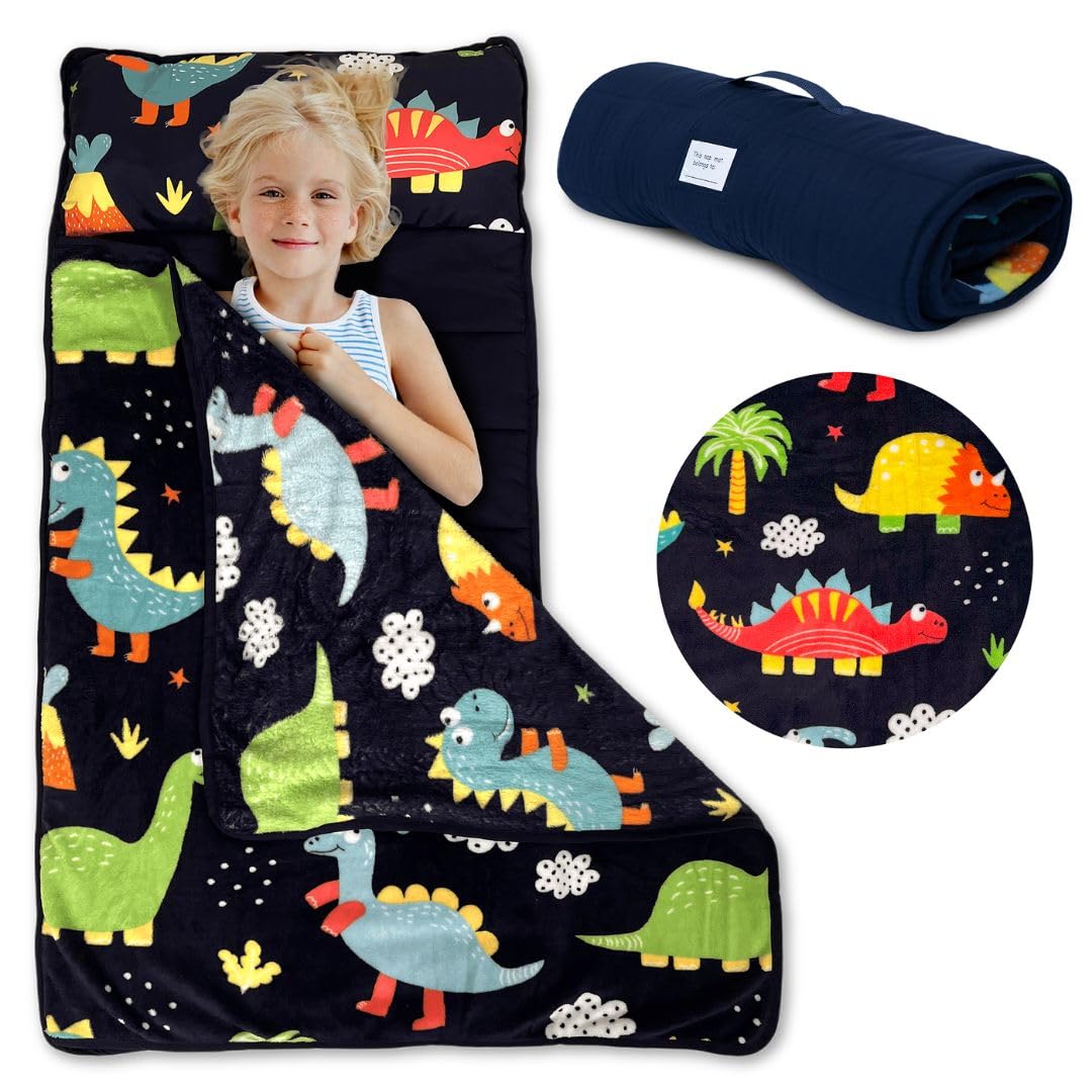 Toddler Nap Mat with Pillow – Oeko-TEX Certified Kids Sleeping Mat for Daycare, Preschool, Travel, and Home – Soft and Cozy, Portable, and Machine Washable – Fits Toddlers Up to 43 Inches