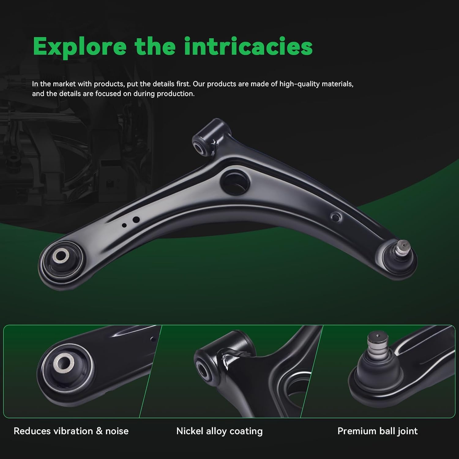 AUQDD 10Pc Front End Kit Fit For 2008-17 Mi-tsubishi Lancer (No Evo), 07-20 Outlander, 2 Lower Control Arm w/Ball Joint 2 Sway Bar Link 4 Outer Inner Tie Rod End (# K620548 K750385 EV800638 ES800471)