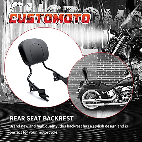 Customoto Detachable Sissy Bar Backrest Compatible With 2009-2022 Harley Touring Street Glide Road King Road Glide Electra Glide Black #TOP4