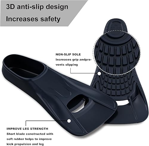 Miniatura 3 de Aletas de natación para adultos, aletas de entrenamiento de natación para regazo de piscina, cómodas, de silicona, bolsillo completo, tamaño de