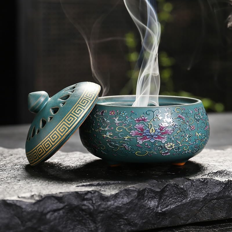 Bruciatore di incenso Bruciatore di incenso Incensiere for aromaterapia in legno di agar in ceramica for interni domestici(A)