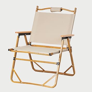 Portable Camping Chair Folding Outdoor Chair Foldable Chair for Camping, Picnic, Lawn, Beach,Barbeques,Travel,and Fishing,Khaki Aluminium Alloy Bracket Folding Chair, Size 21.2 * 28.6"