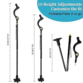 Honmido Walking Cane Foldable for Men & Women Seniors for Balance,Self Standing Folding Cane,Height Adjustable Anti-Slip Lightweight Alloy Walking Stick Collapsable for Travel Mobility Aid (Pink)