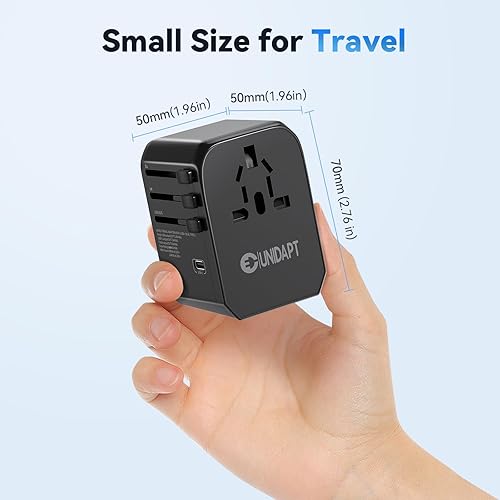 Miniatura 5 de Unidapt - Adaptador de enchufe de alimentación internacional, adaptador universal de viaje con 3 puertos USB C y 2 puertos USB A, cargador de pared