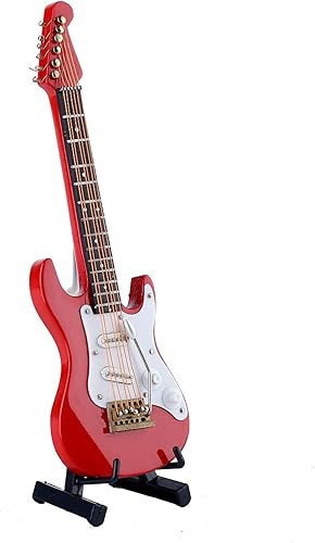 Vista 42 de Guitarra eléctrica en miniatura de madera con soporte y estuche, mini instrumento musical, réplica de guitarra eléctrica, figuras coleccionables