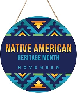November Is Native American Heritage Month Hanging Wall Door Decorative Party Signs Round Wood Panel Painting Plaques Supplies For Home Office Decorations Festival 12in