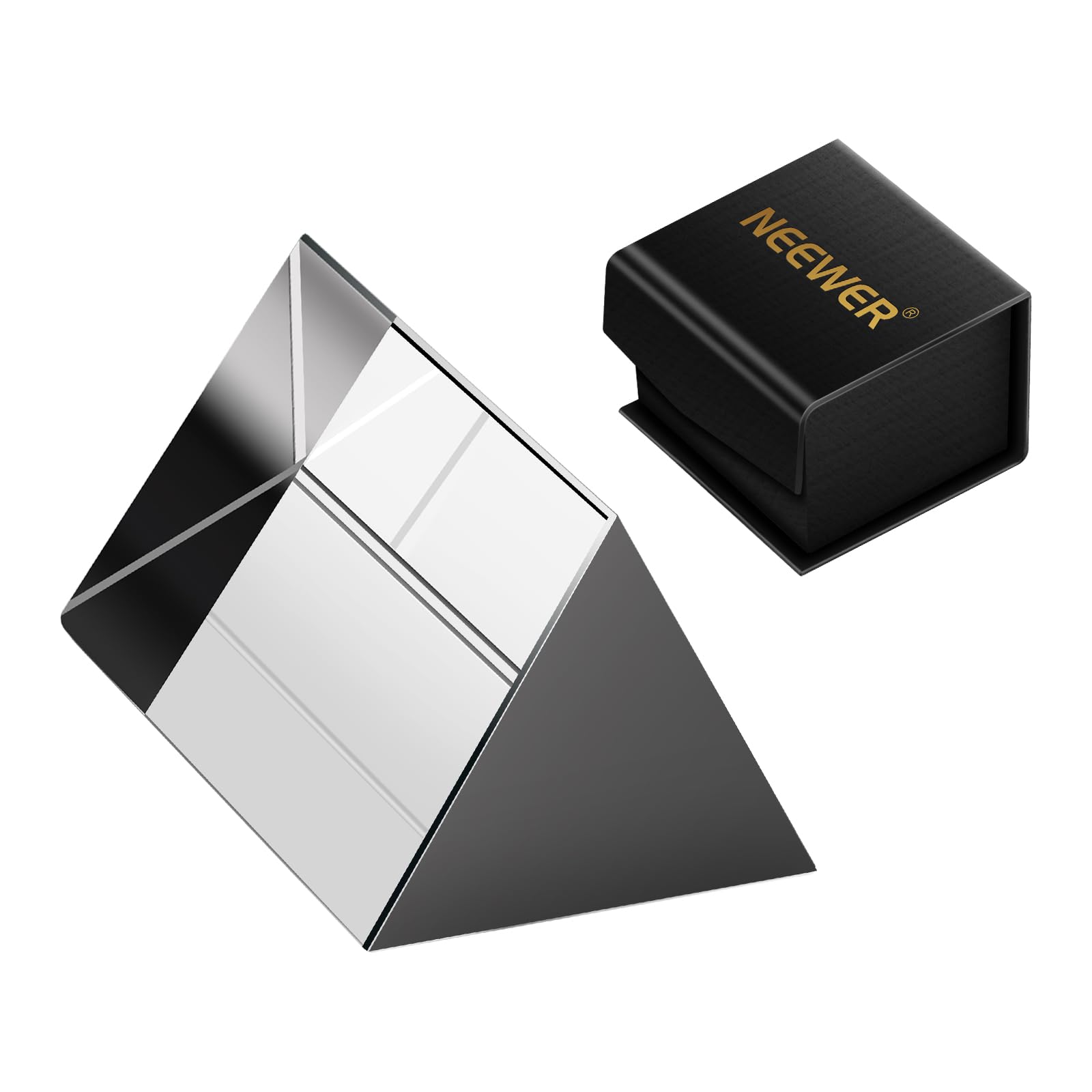 NEEWER Prisme Triangulaire 2,4 Pouces/6cm, Verre Optique Cristal K9 pour Prisme Photographie, Prisme de Photographie Effets Arc-en-Ciel, Enseignement de la Physique du Spectre de Lumière