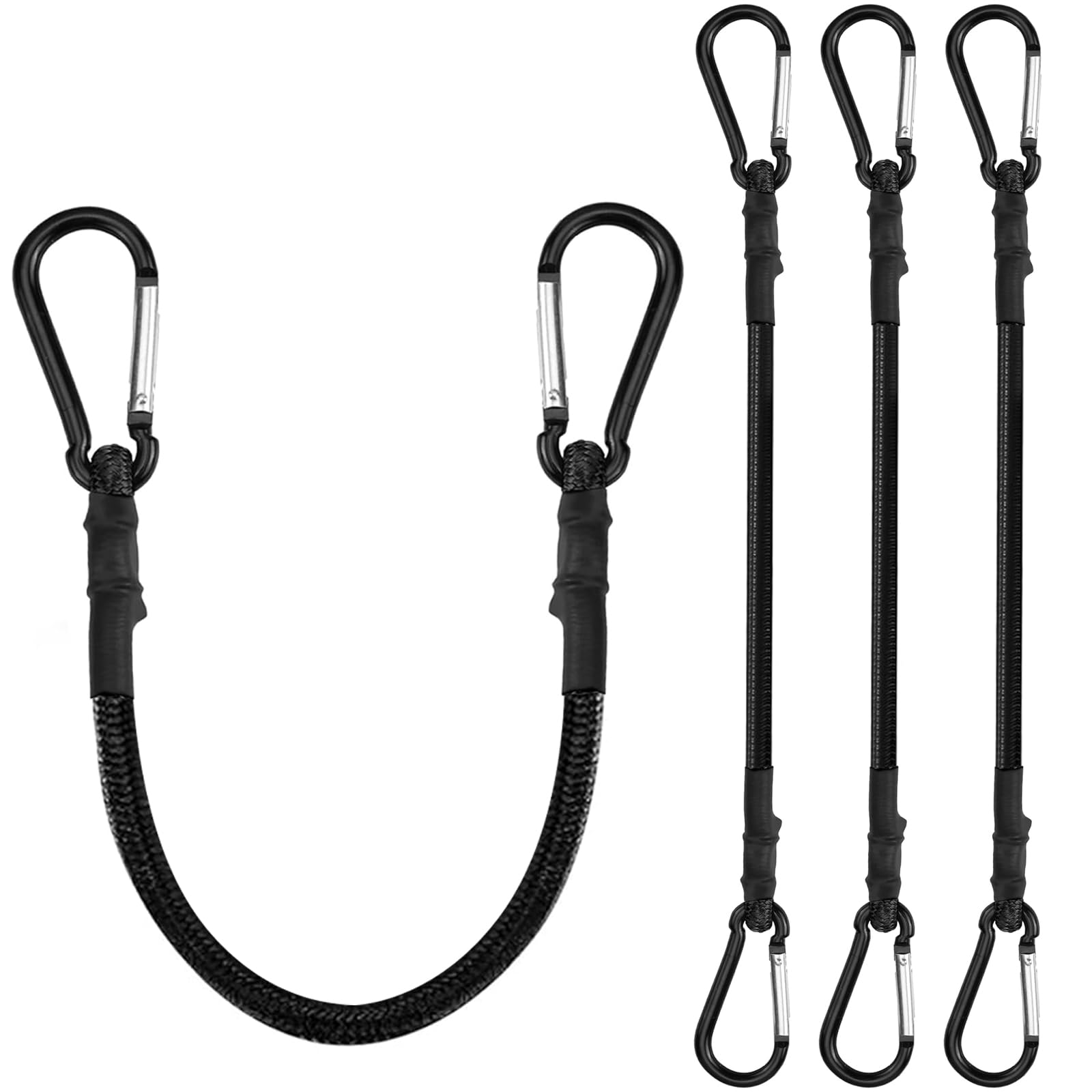 Lot de 4 sangles d'arrimage industrielles avec mousquetons (8 mm/30 cm, charge de rupture 110 kg) – Sangles de chargement orange avec mousquetons de qualité supérieure