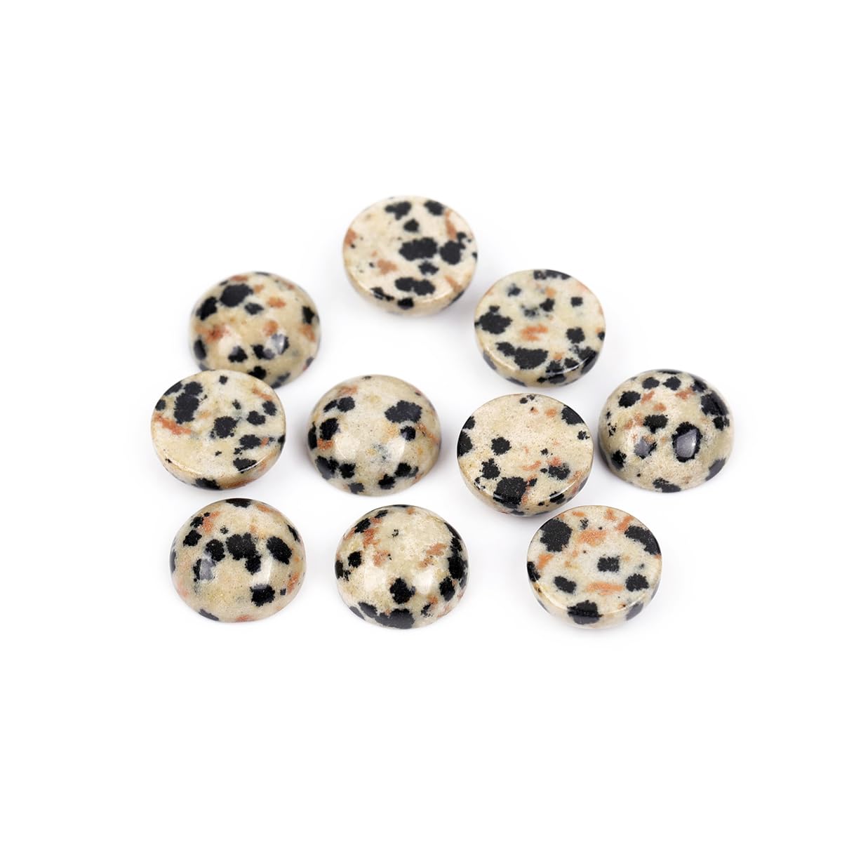GEM-Inside 5Pcs 10mm Dalmatian Dalmation Jasper Cabochons Stones Beads for Jewelry Making Bezels Tennis Statement Jewelry