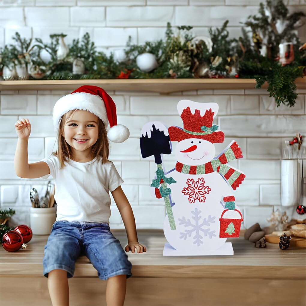 Figurine de Bonhomme de Neige, décoration de noël, décorations en Bois, Signe de noël, Taille Bonhomme de Neige