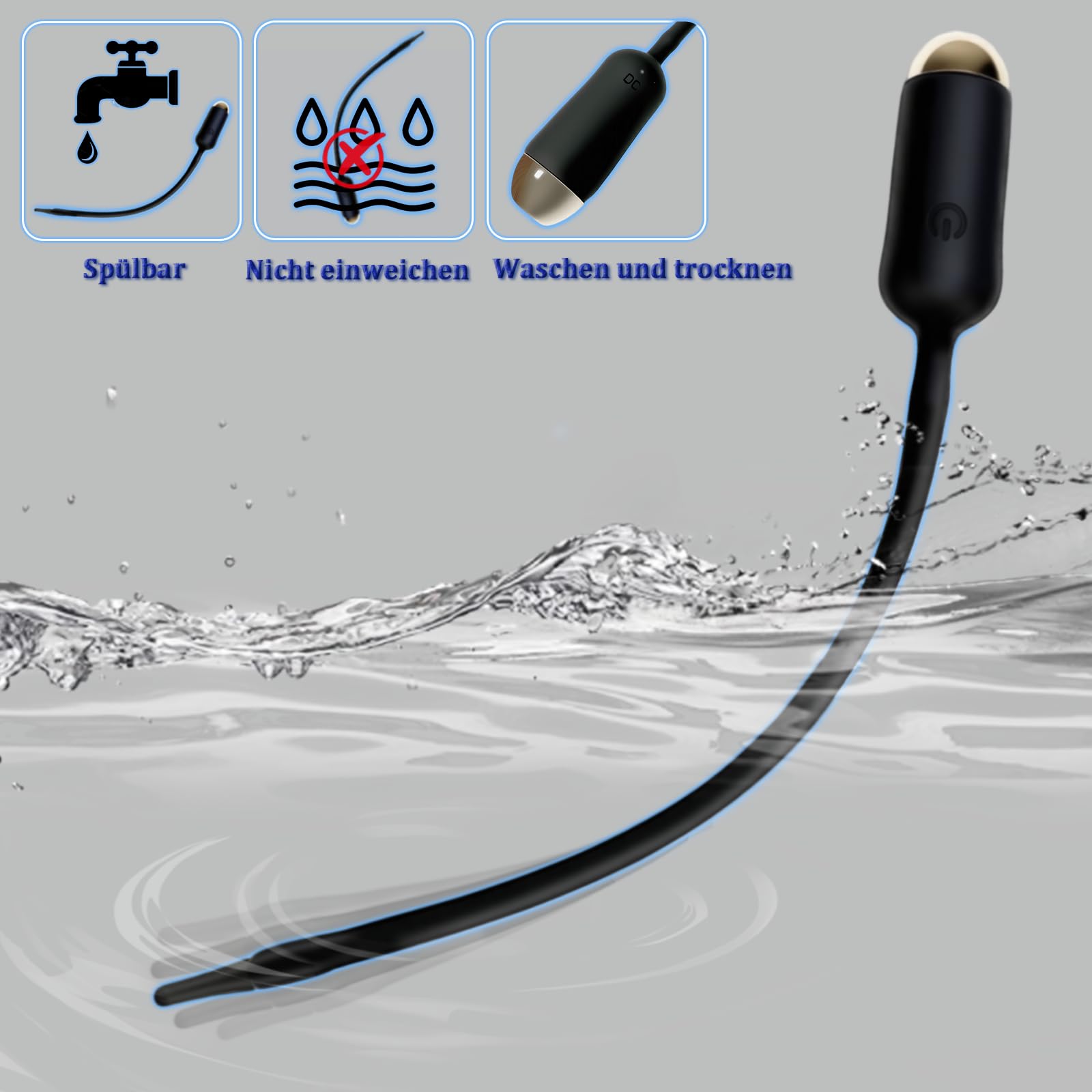 Vibratore Uretrale Dilatatori Uretrali in Silicone 10 Modalità di Vibrazione Dilatatore Uretrale Massaggio Prostatico Plug Pene Giocattoli Sessuali Vibranti Sonda Uretrali per Uomini Masturbazione