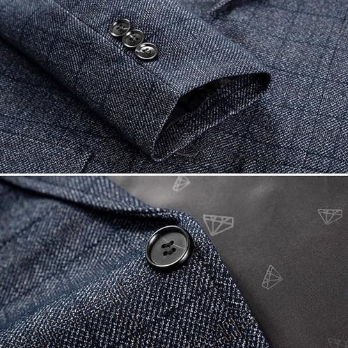 Men's Stretch Linen Blend Sport Coat Slim Fit Checkered Blazer Casual Lightweight Business Tweed Suit4