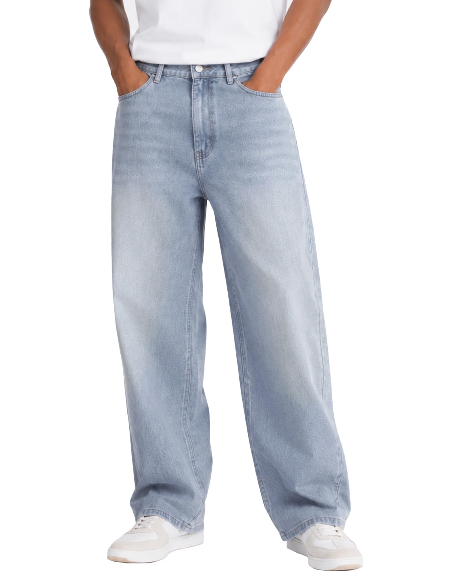 Zylioo Baggy Jeans Pantalon en jean extra long pour homme