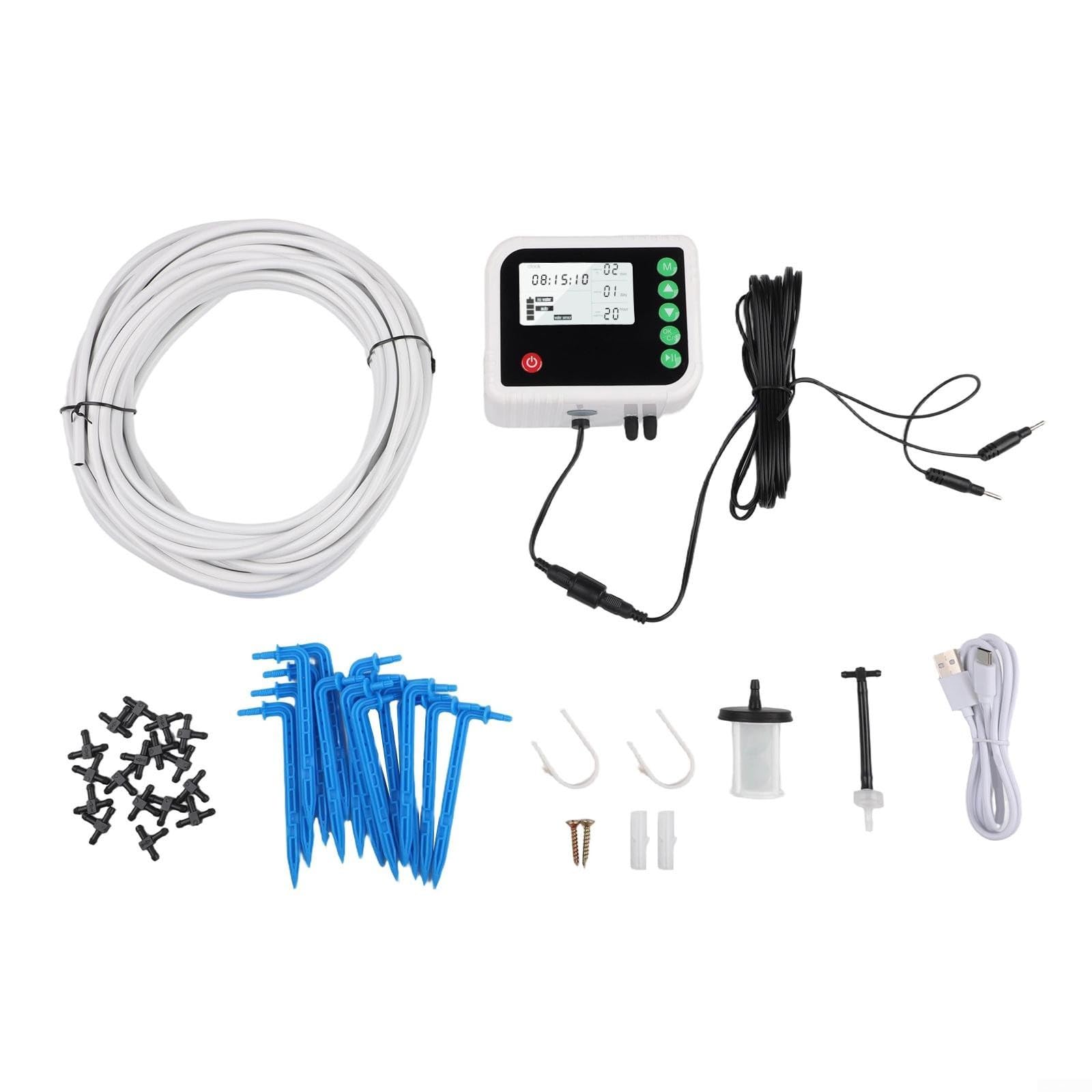 Automatisches Pflanzenbewässerungssystem Solar Tropfbewässerung Kit für 15 Töpfe Garten Outdoor Indoor Use Einstellbarer Timer