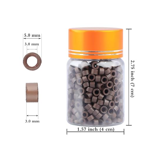 Miniatura 9 de 2500 extensiones de cabello con microenlaces, cuentas forradas de silicona de 0.197 in para extensiones de cabello humano con punta I Tip