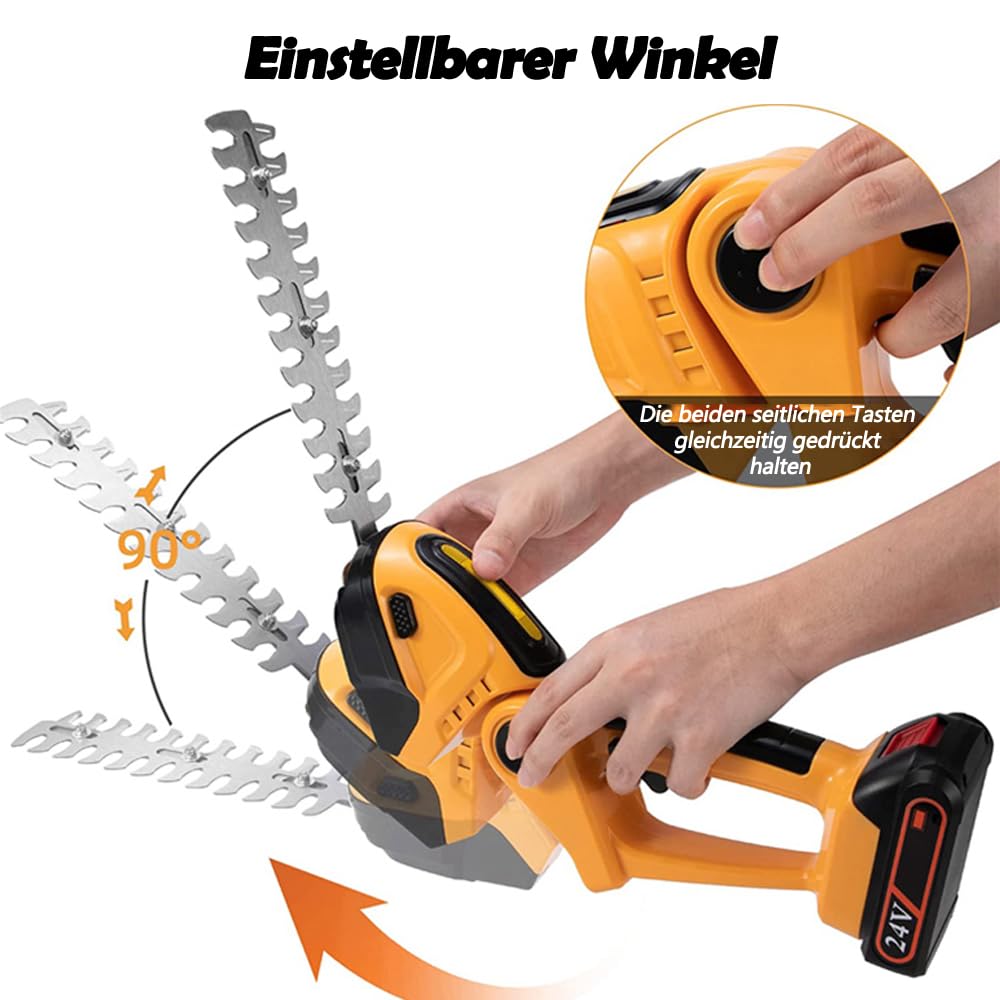 Tijeras de podar eléctricas con batería, 21 V, 2 en 1, para arbustos y césped, con 2 baterías