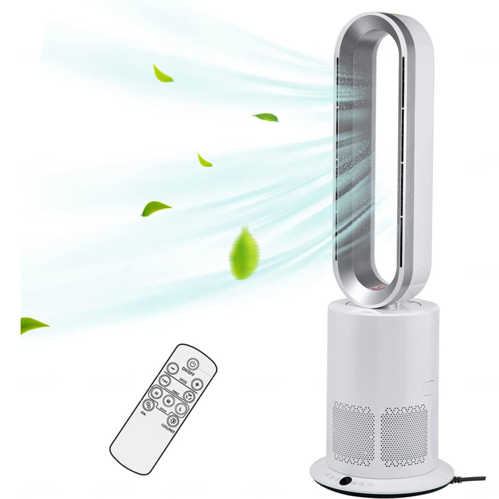 Bladeless Tower Fan ，35W Fan, 1950W Heating, Heater， Hepa Air Purifier 3 In  1，with Remote Control, 90° Oscillation, 9H Timer, and Touch Controls -  Stylish and Quiet Airflow for Year-Round Comfort,Fan :
