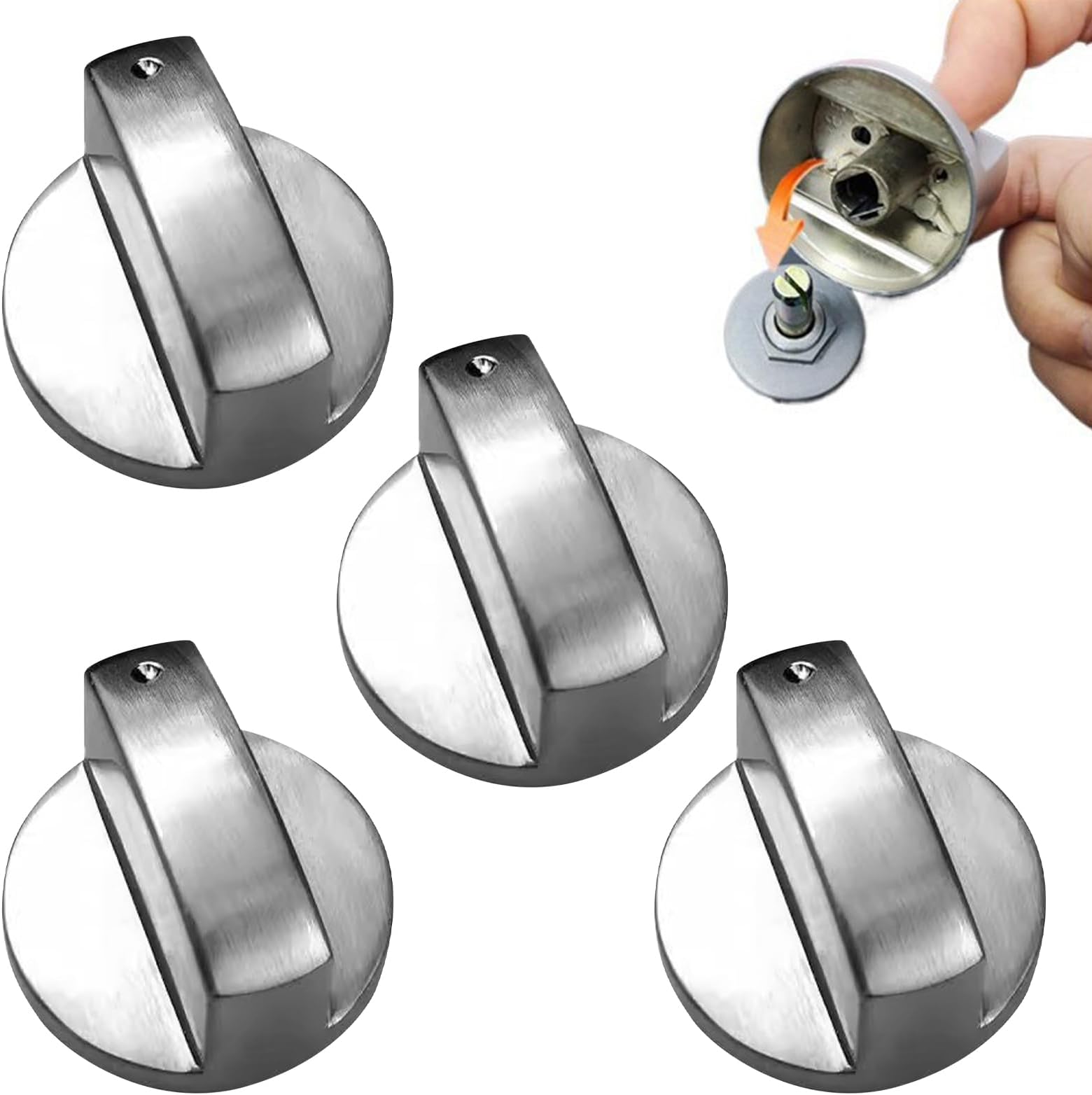 4 Pcs 6MM Silver Gas Hob Knobs, Universal Cooker Knobs, Control Knob for Gas Hob, Stove, Oven, Cooktop Buttons