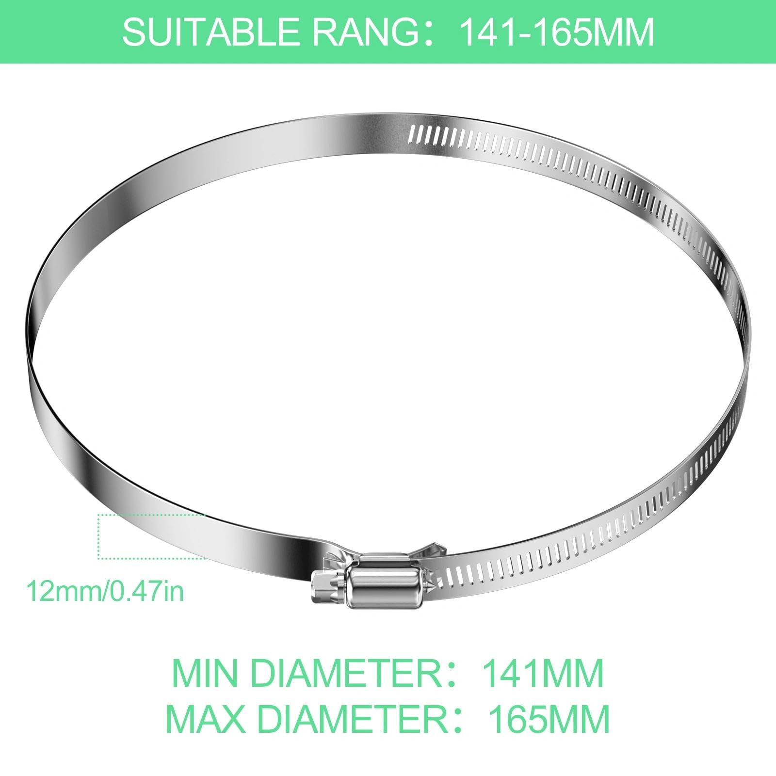 Abrazaderas Metalicas(141-165Mm), Manguera Tuberia Metal para Tubos de Agua Acero Inoxidable, Metálicas Abrazadera de Tubo, Metalica de Tubería, para Fijacción Mangueras y Tubería de Agua