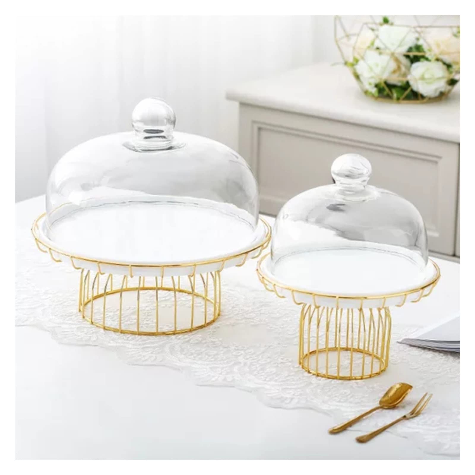 Soporte para Tartas Mesa de postre blanca y dorada, bandeja alta for aperitivos, bandeja for fiestas de cumpleaños, negocios, aperitivos, soporte de exhibición for bodas, soporte for pasteles y postre