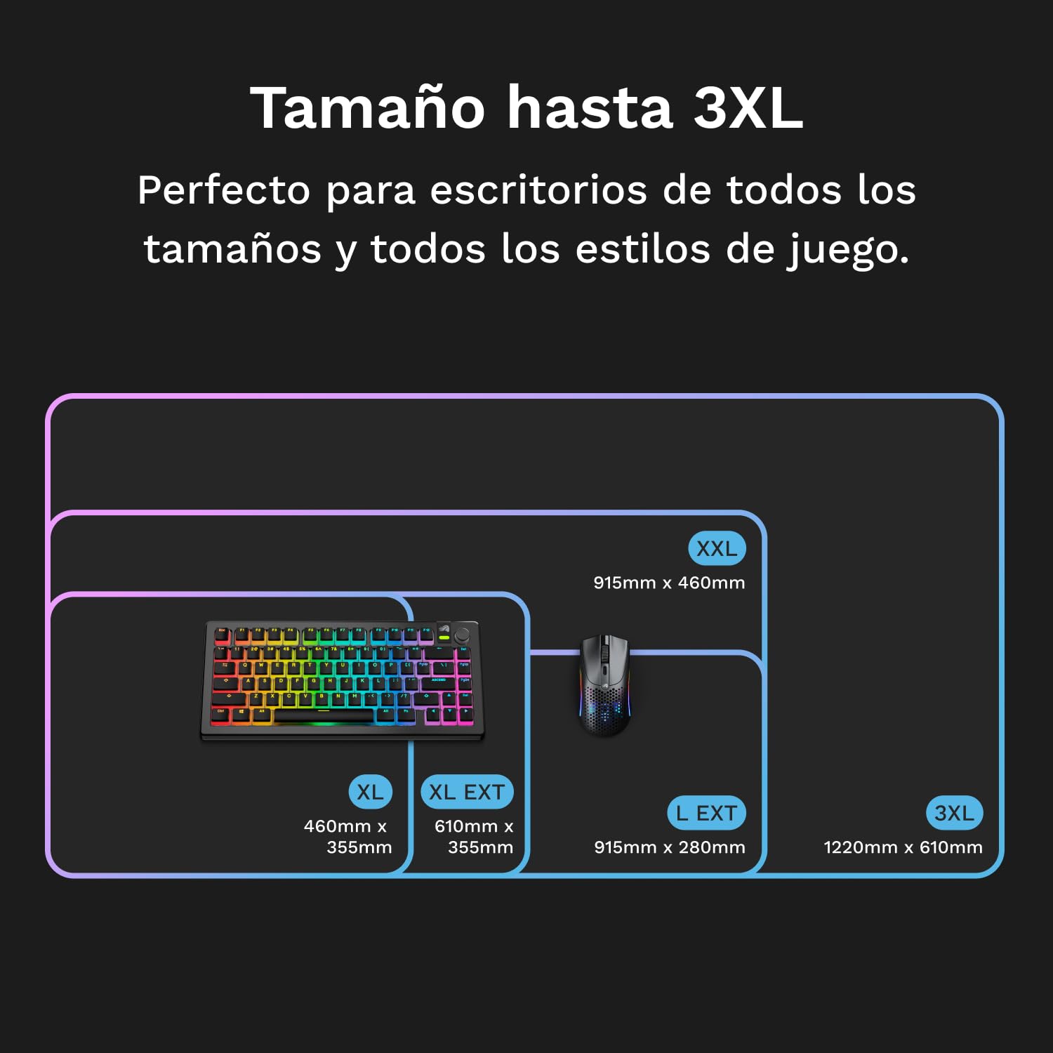 GLORIOUS Alfombrilla de Tela Gaming Bordes Cosidos XXL Extended (GLED) | Superficie suave optimizada, lavable a máquina, base de goma antideslizante para velocidad, control alto, suma precisión