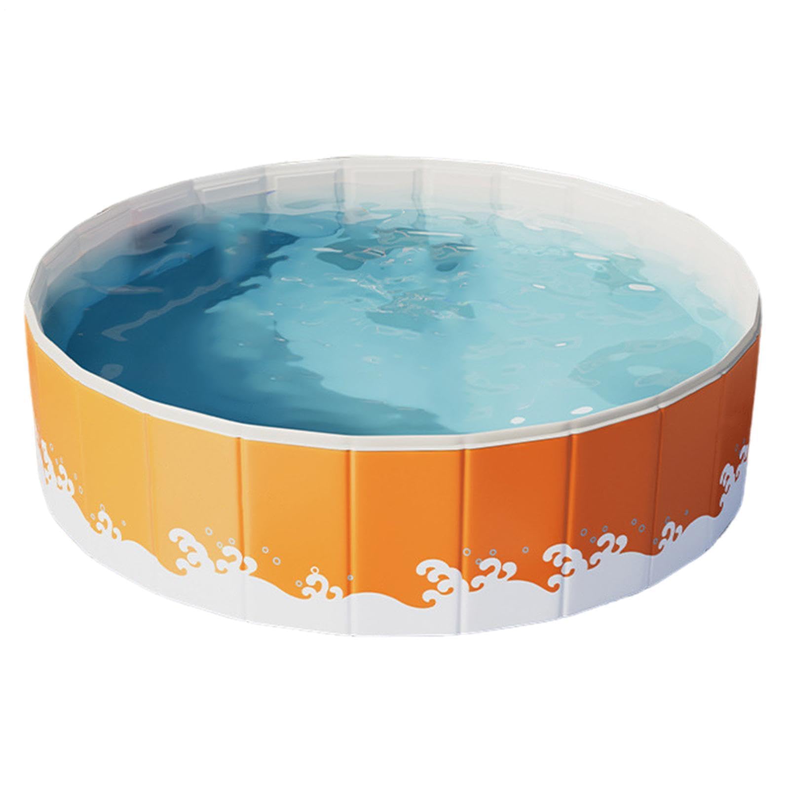 Foldable Swimming Pool - Non Inflatable Portable Ground, Pool Thickened Basin for Backyard Garden Outdoor Water Play Bath Relaxation for Adults Family Parties Summer Cooling