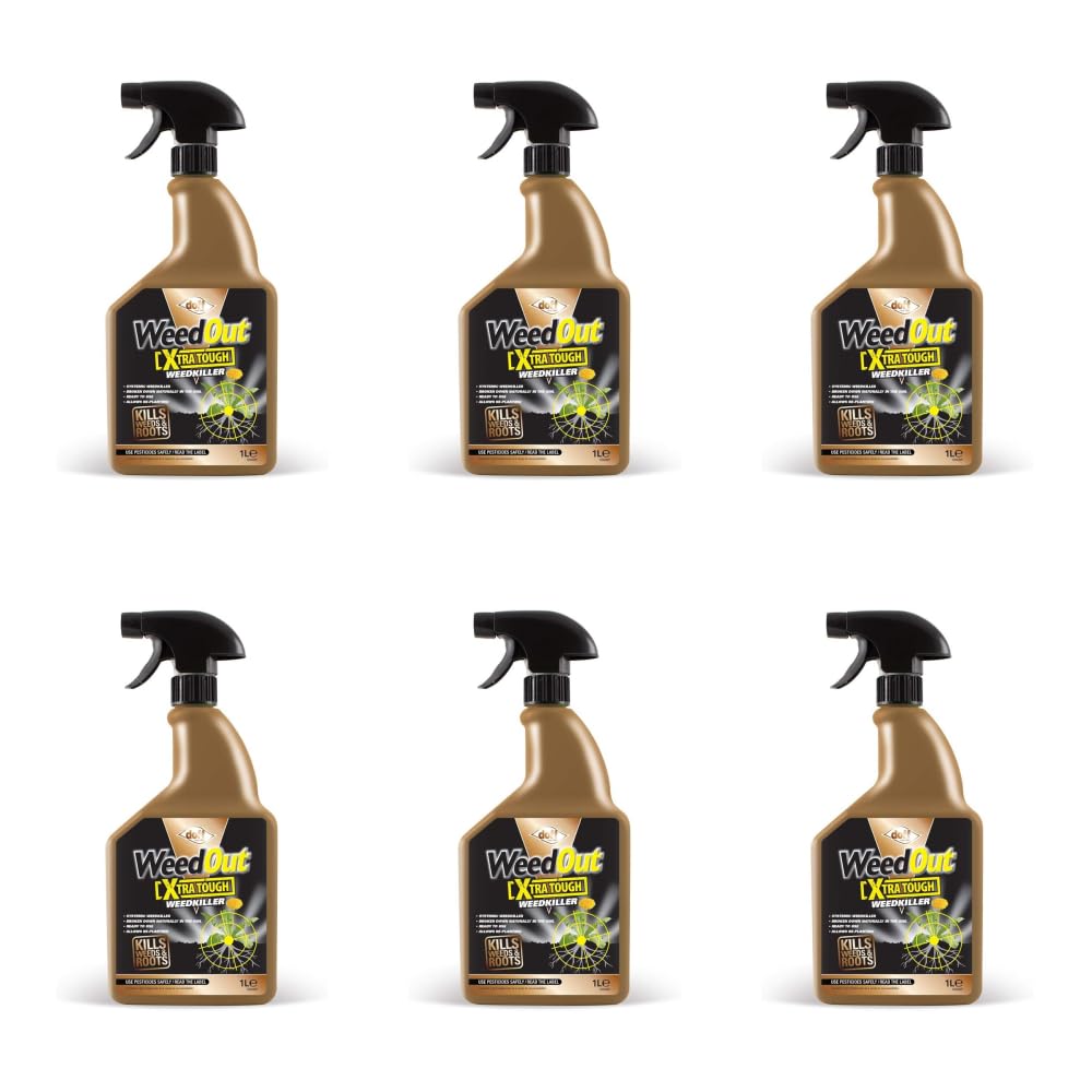 Doff WeedOut Xtra Tough Weedkiller, Systemic Formula, Ready to Use Trigger Spray, 1L, Pack of 6