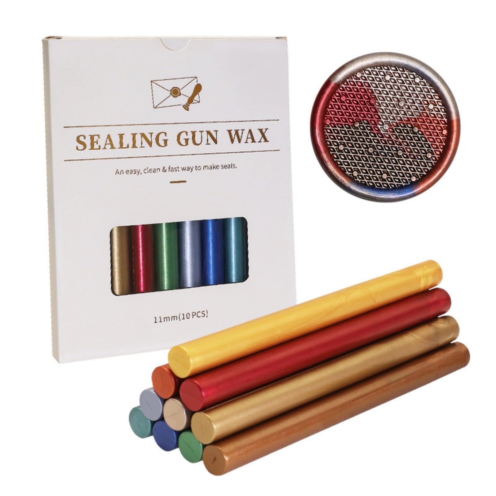 Sealing Wax Sticks for Glue Gun 11mm, 10 PCS Wax Seal Stick Metallic Colour for DIY Crafts, Sealing Stamps, Letters, Envelopes, Cards, Invitations, Parties (Dark Mixed Colors)