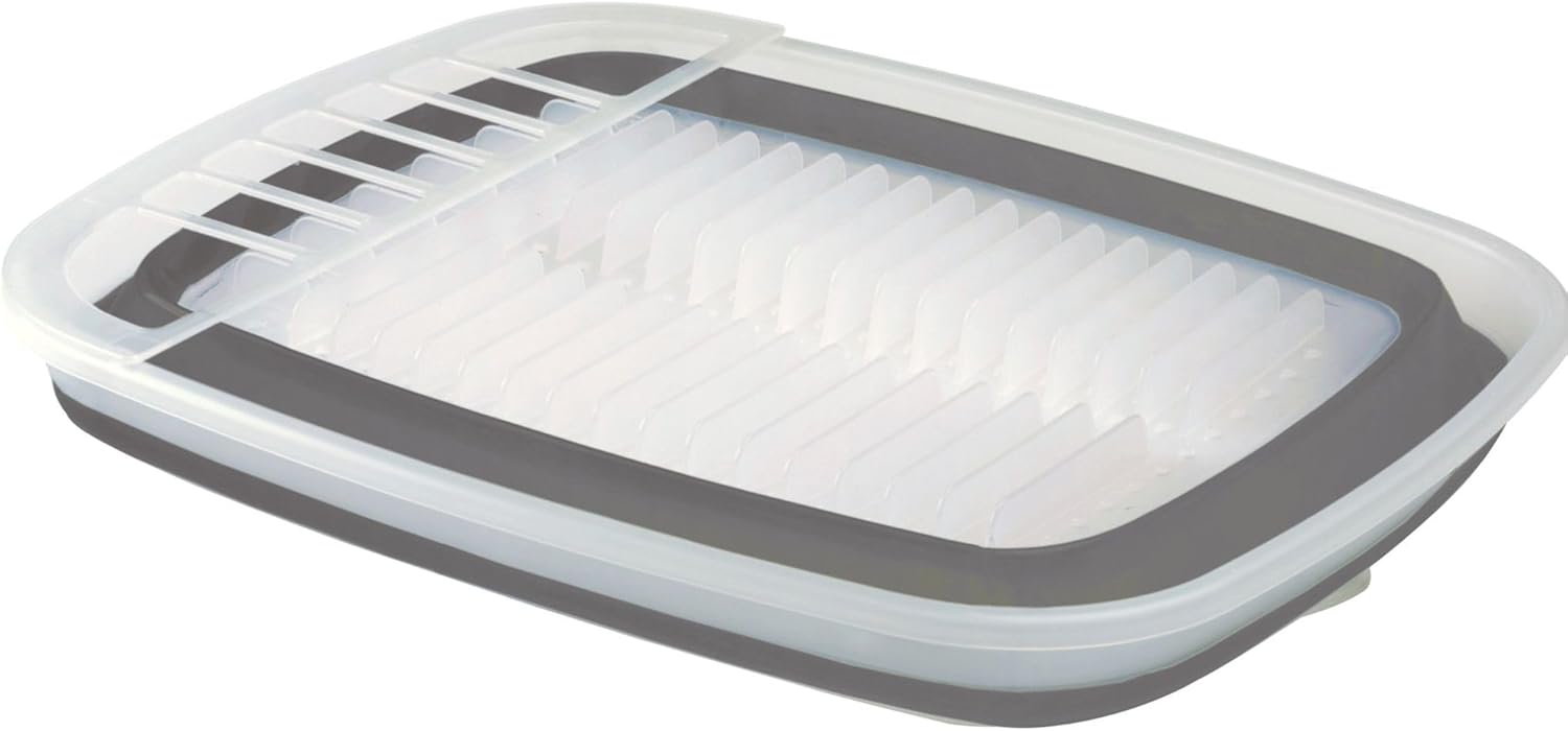Progressive International Collapsible Dish Rack with Drain Board, CDD-100, Perfect For RV Sink, Camping Dish Tub