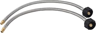Flame King FK-SSPT-18IN-NPTX2 1/4" Male NPT Adapter (Not Flare), Stainless Steel Braided Propane Pigtail Hose 2-Pack for RV Regulators, Steel/Black/Brass