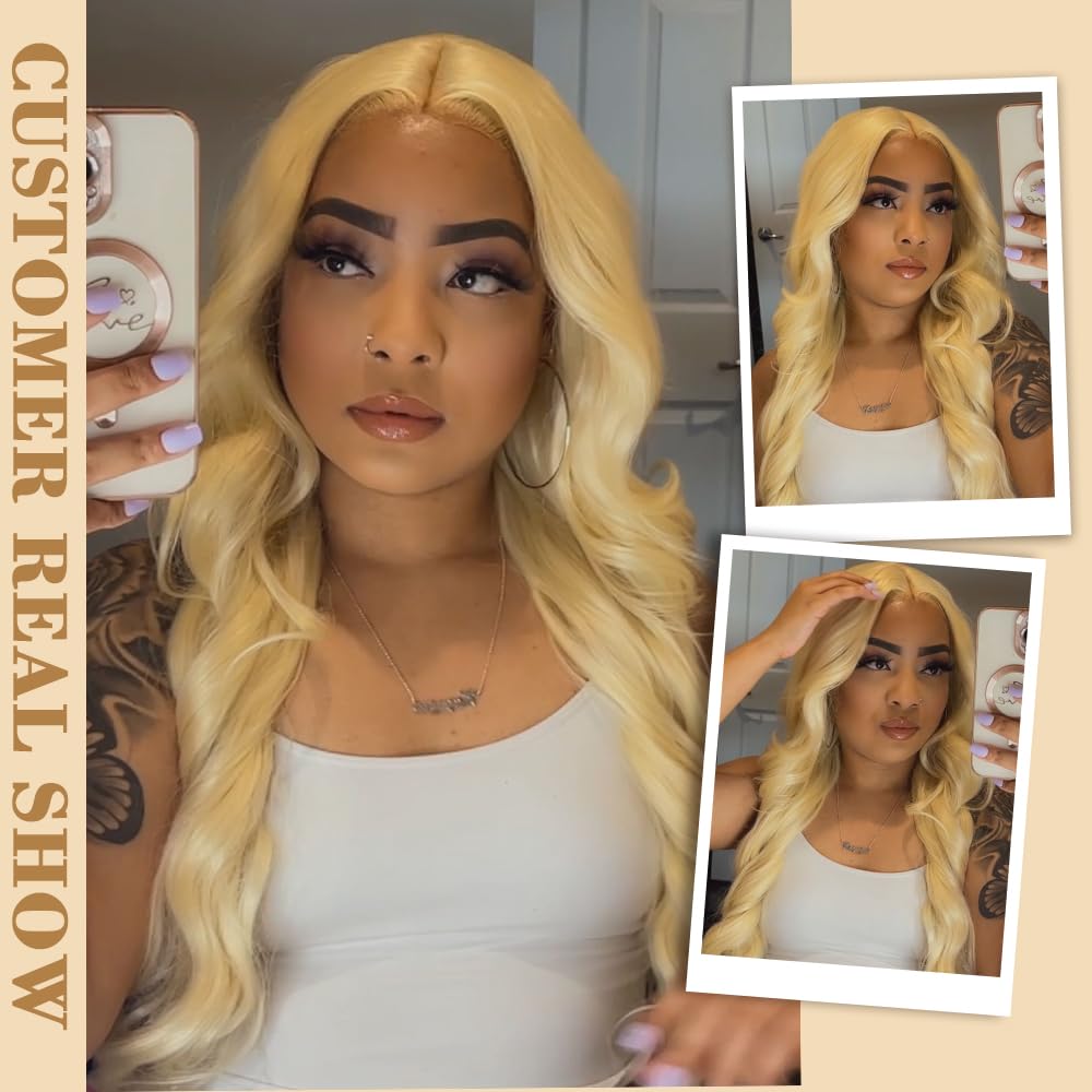 SISgrace 613 Platinum Blonde Lace Front Wigs 30 Inch Body Wave Wear and Go Wig 13x4x1 T-part Lace Pre-Plucked with Baby Hair HD Glueless Synthetic Lace Front Wig for Women