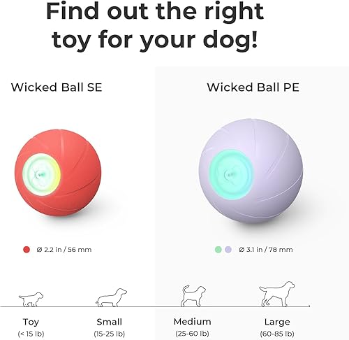 Miniatura 5 de Cheerble Versión de goma mejorada Pelota de juguete inteligente interactiva para perros, Wicked Ball SE, bola giratoria de movimiento automático
