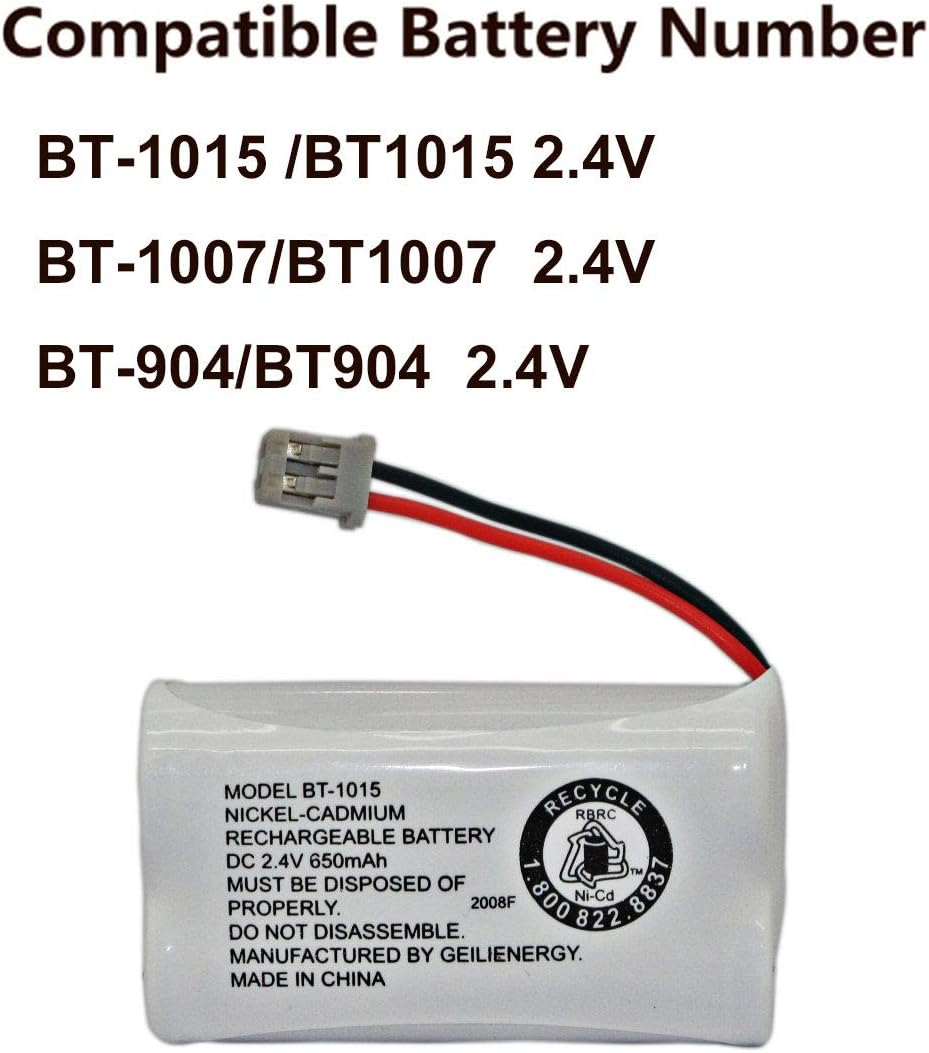 BT-1015 BT1015 Battery Compatible for Uniden BT1007 BT-1007 BT904 BT-904 BBTY0651101 BBTY0460001 BBTY0510001 BBTY0624001 BBTY0700001 HHR-P506, HHR-P506A Cordless Phone(2-Pack)