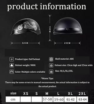 German Style Vintage Motorcycle Jet Helmet, DOT/ECE Approved Open Face Motorbike Helmet, Retro Half Helmet, with Sun Visor and Removable Inner, for Adult Men Women M~XXL